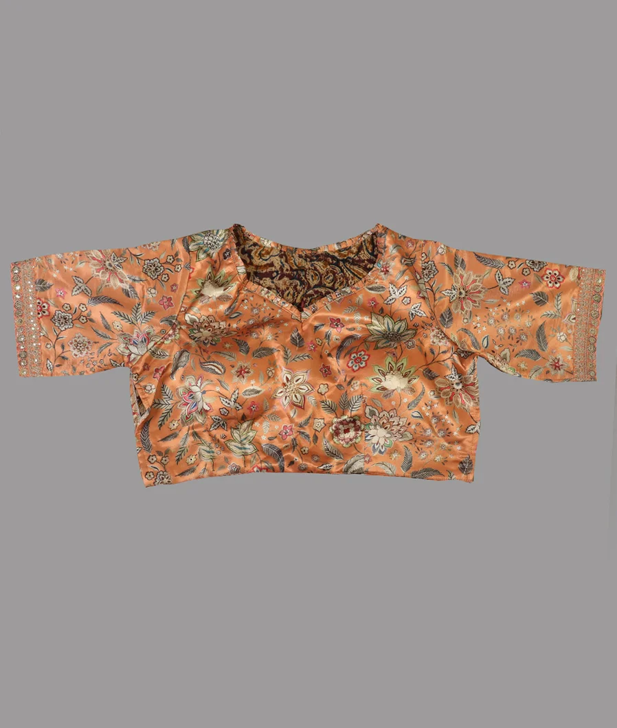 Peach Kora Organza Embroidery Saree T4739553