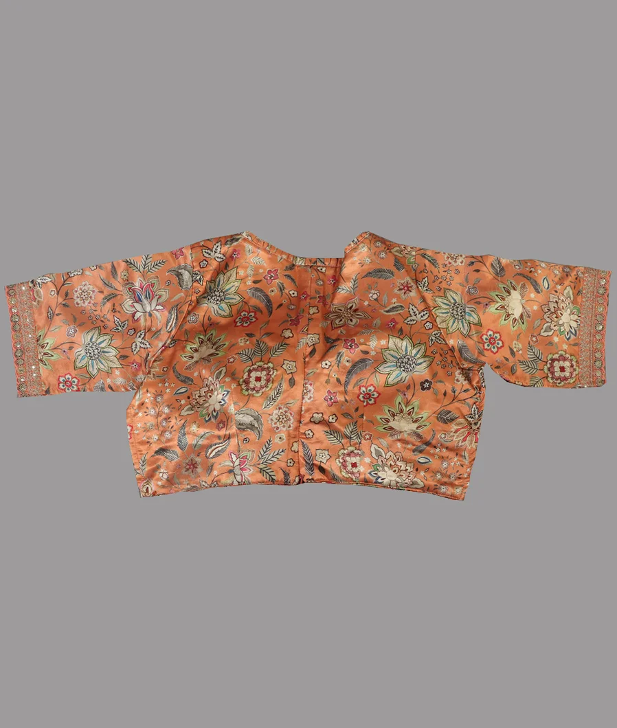 Peach Kora Organza Embroidery Saree T4739554