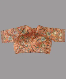 Peach Kora Organza Embroidery Saree T4739554