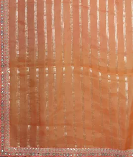Peach Kora Organza Embroidery Saree T4739555