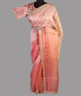 Pink Kora Organza Embroidery Saree T4739562
