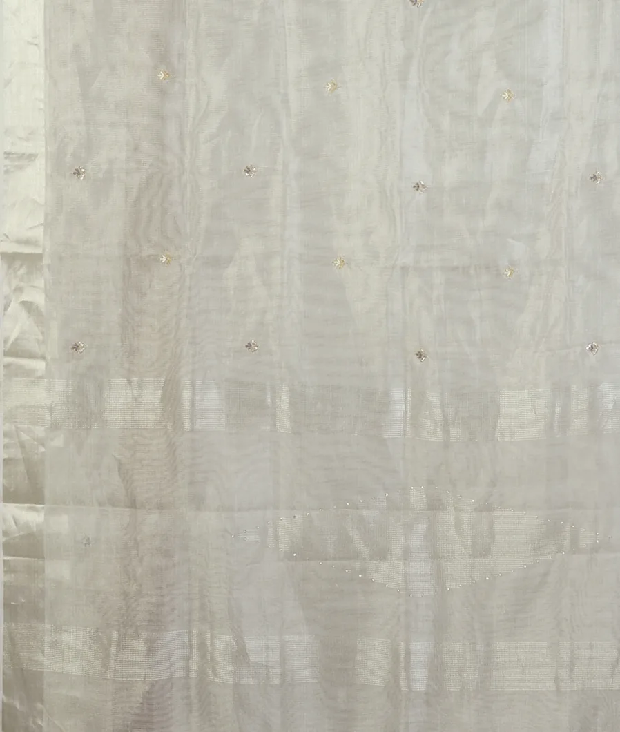 Silver Tissue Kota Embroidery Saree T4654826