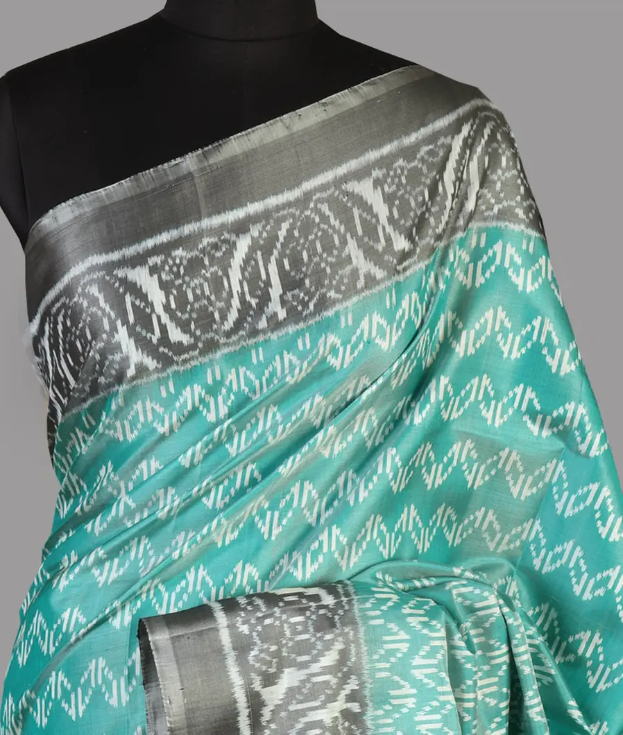 Greenish Blue Patola Silk Saree T476552-image