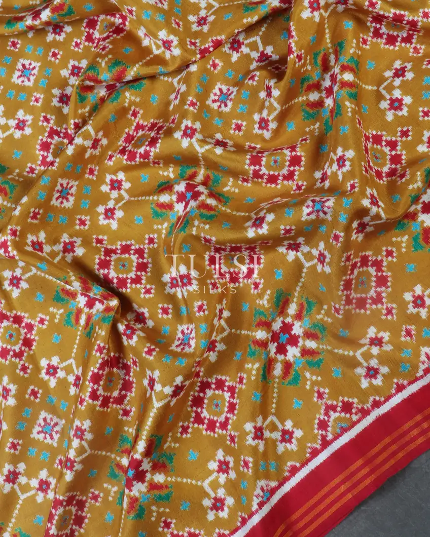 Mustard Yellow Patan Patola Silk Saree T363278 (without Blouse)3