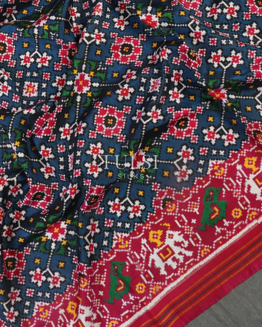 Blue Patan Patola Silk Saree T385452 (without Blouse)3