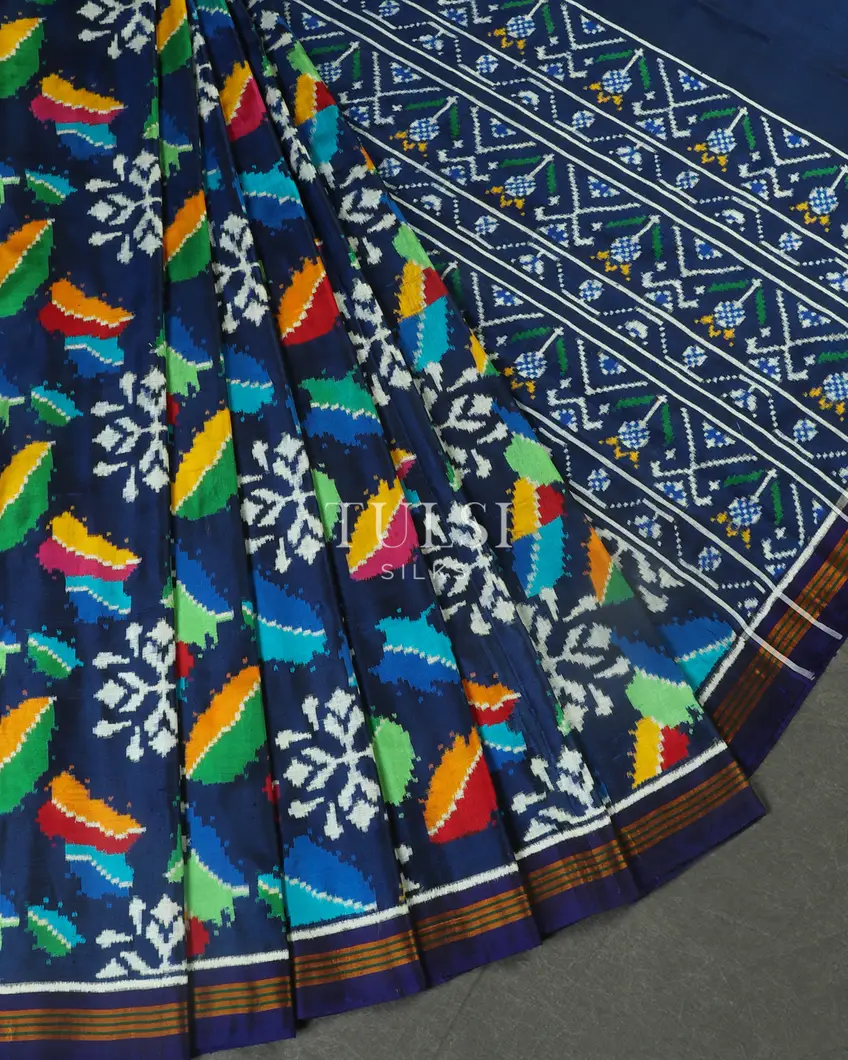 Blue Patan Patola Silk Saree T391751 (without Blouse)-image