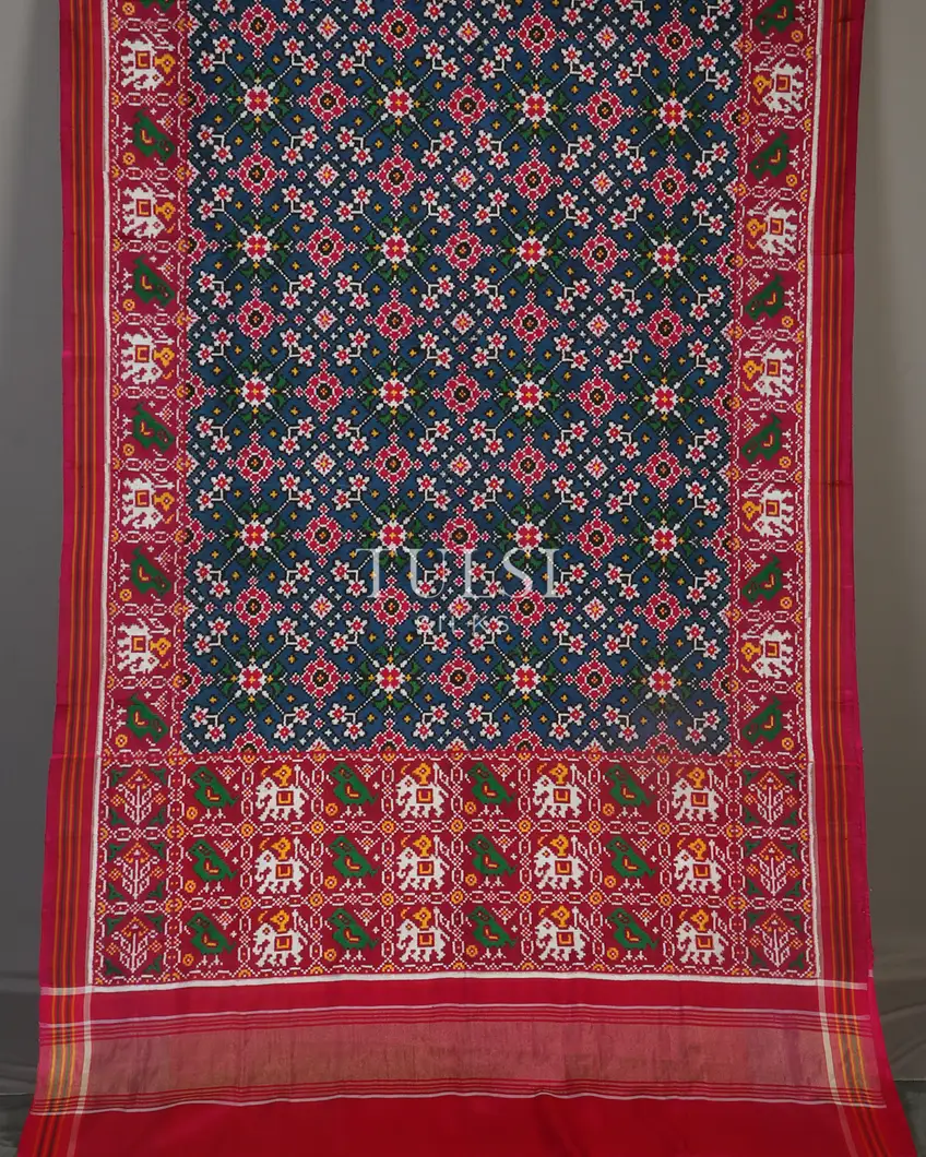 Blue Patan Patola Silk Saree T385452 (without Blouse)2