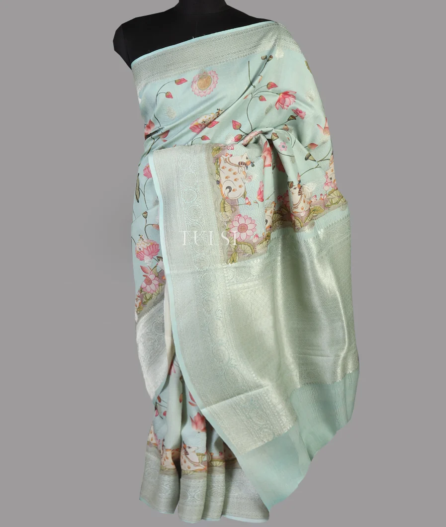 Blue Banaras Kathan Silk Saree T4705602