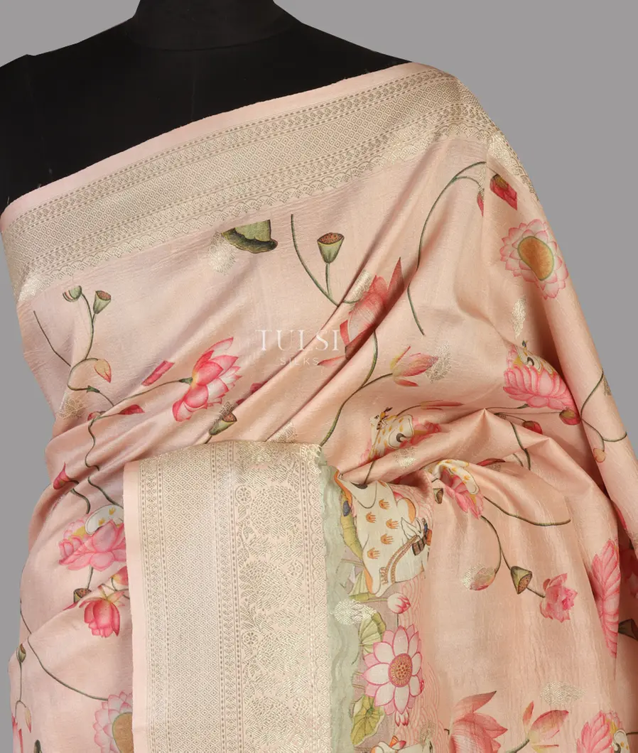 Light Peach Banaras Kathan Silk Saree T470563-image