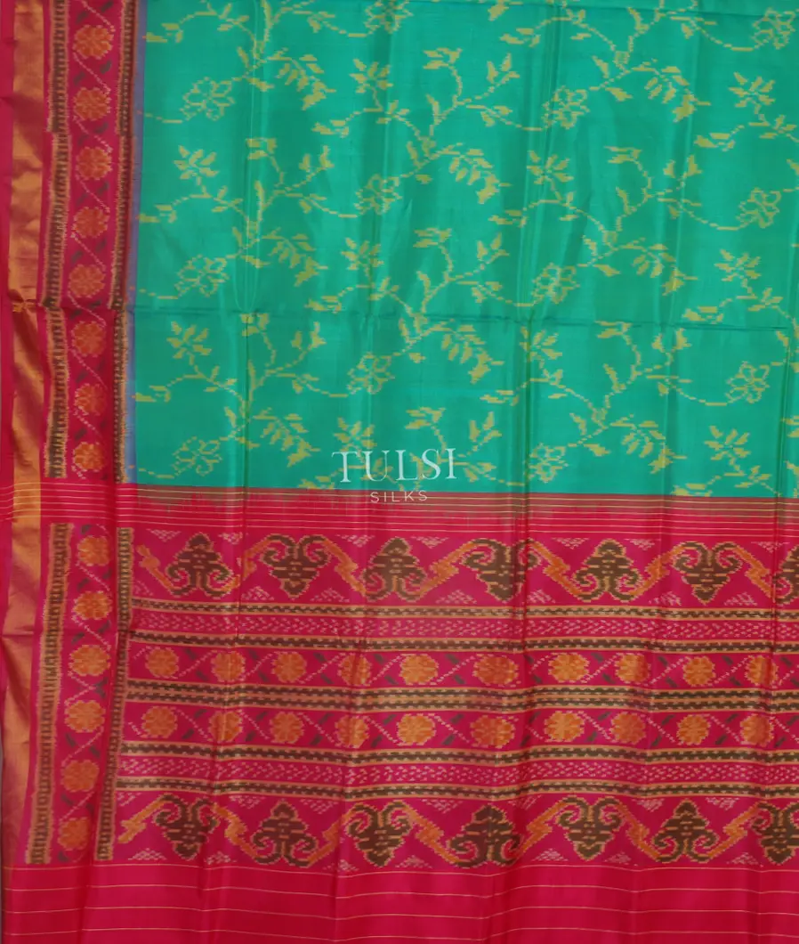 Bluish Green Patola Silk Saree T4557774
