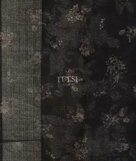 Black Linen Printed Saree T4708933
