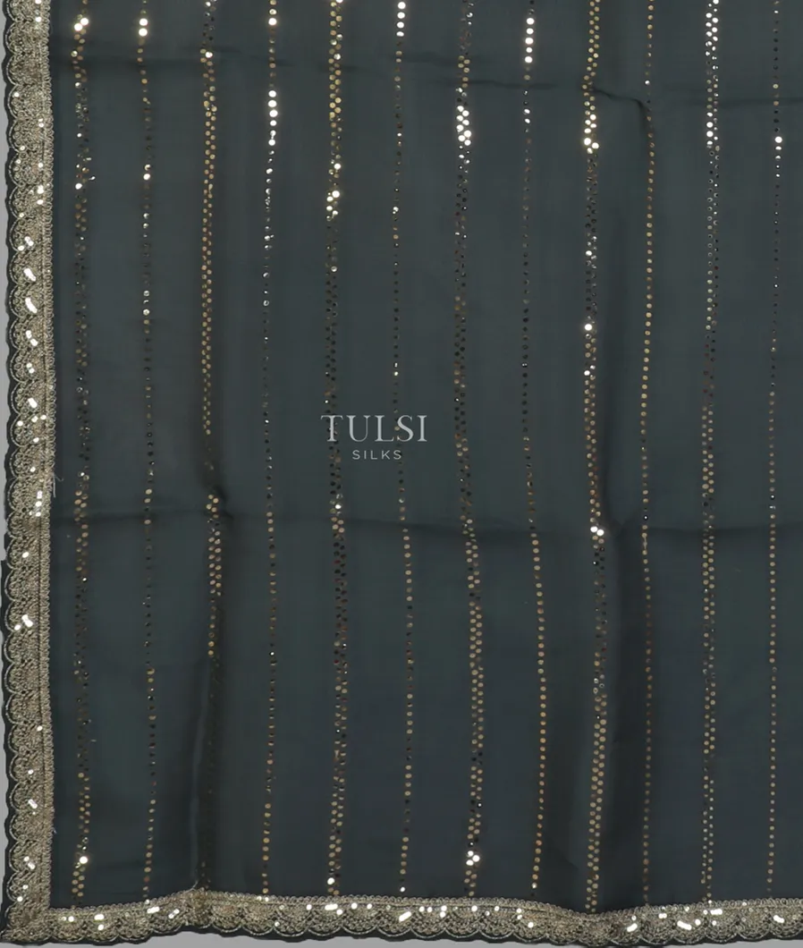 Blue Kora Organza Embroidery Saree T4630504