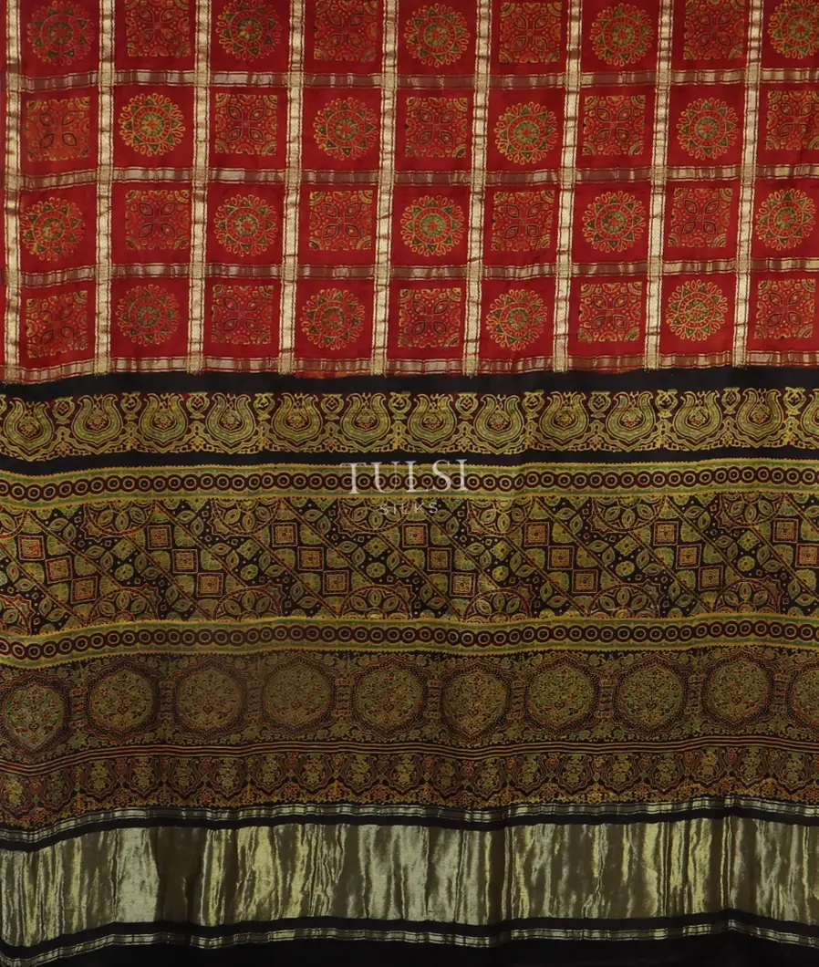 Red  Bandhani Gajji Silk Saree T4715444