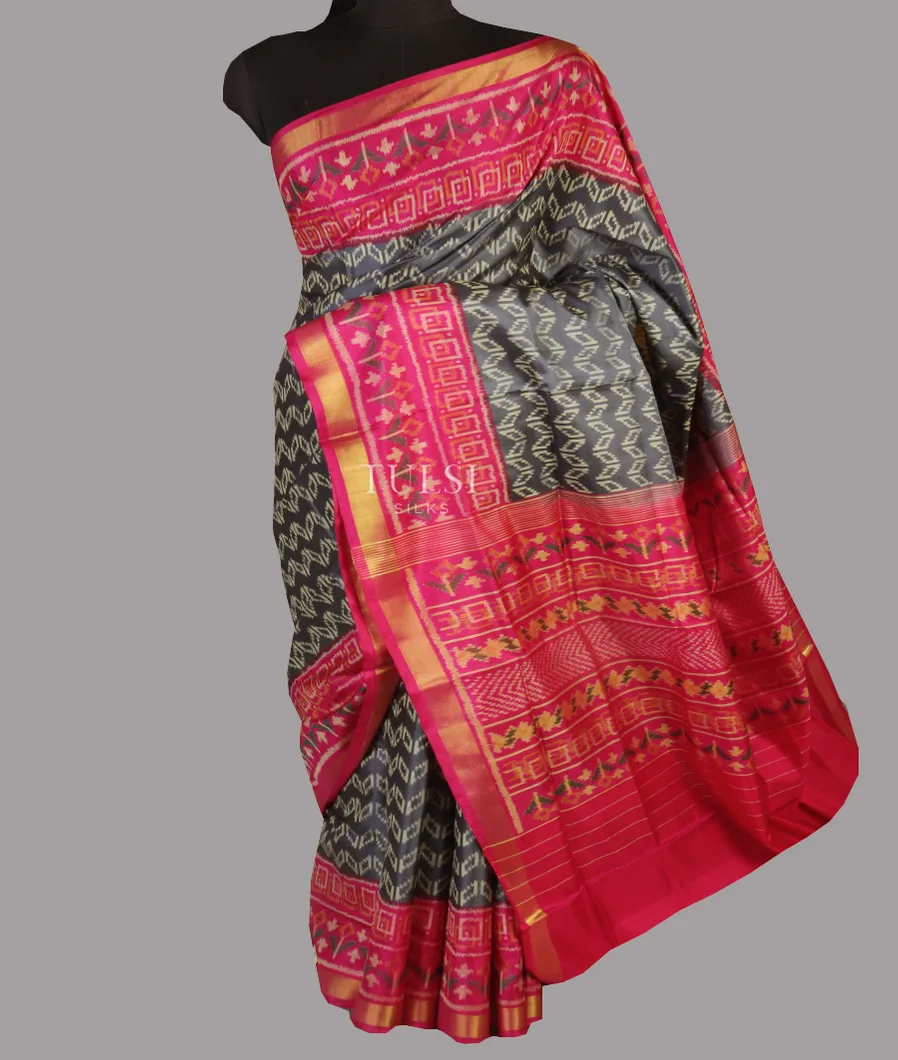 Grey Patola Silk Saree T4717082