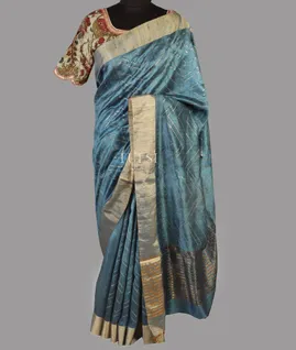 Blue Tussar Embroidery Saree T4745762