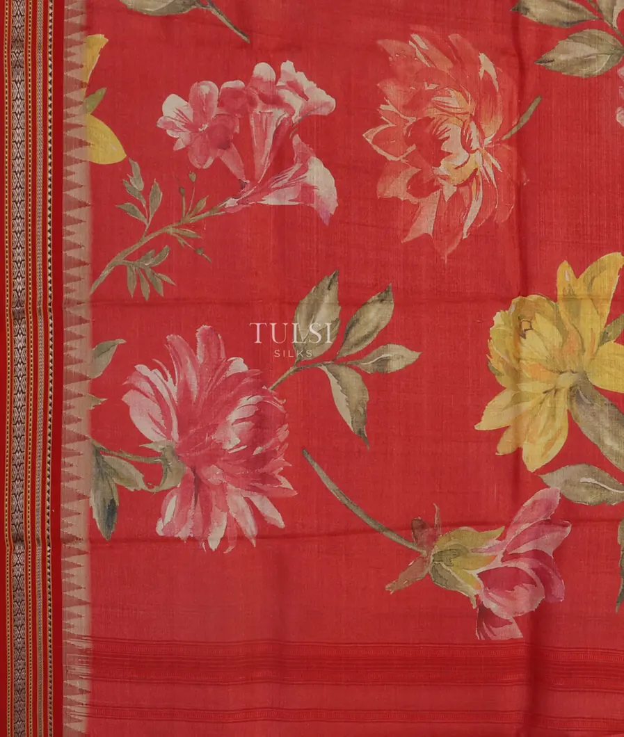 Red Vidarbha Tussar Saree T4699274