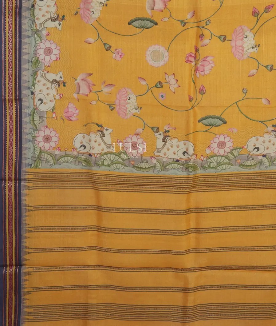 Yellow Vidarbha Tussar Saree T4518344