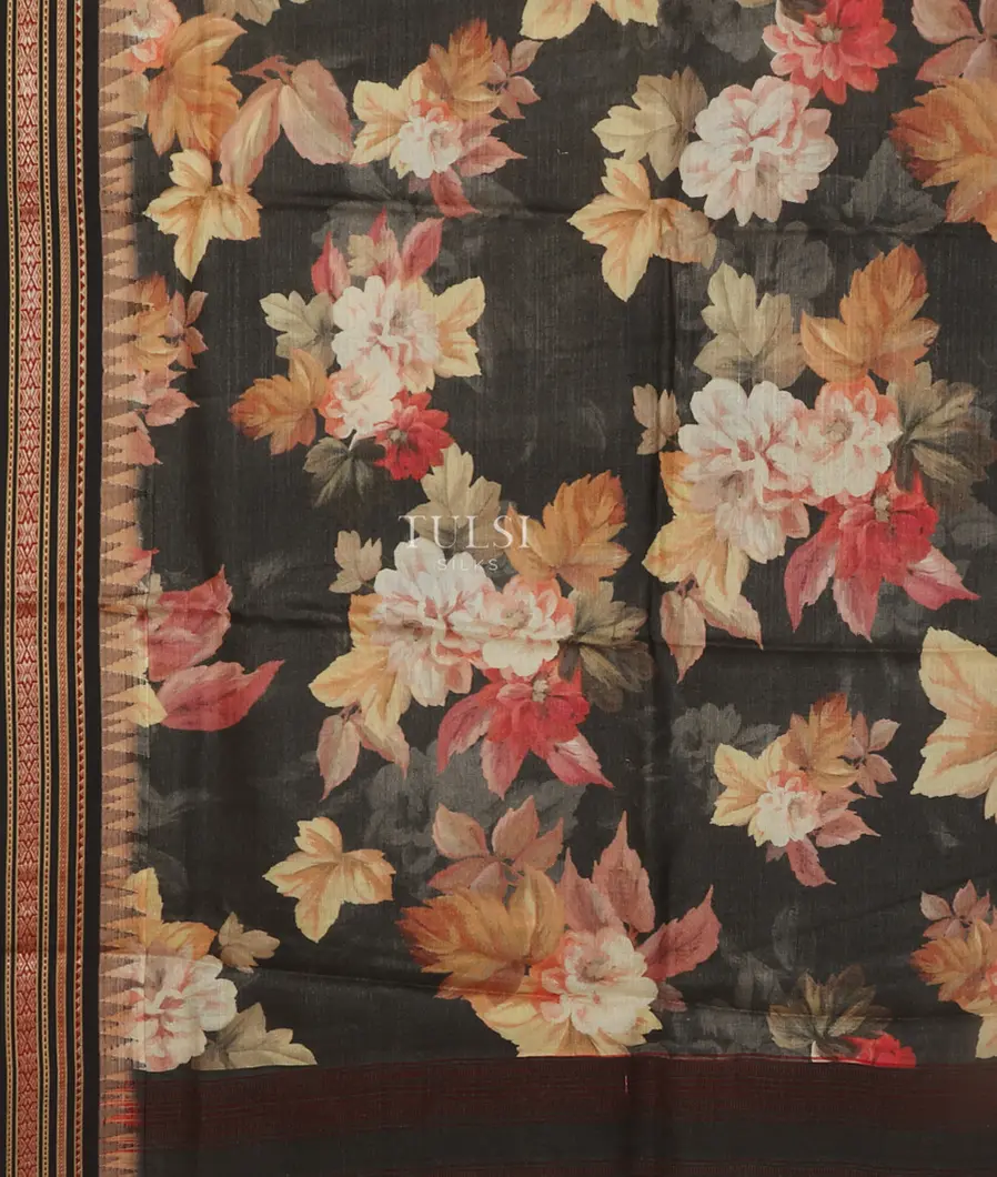 Dark Grey Vidarbha Tussar Saree T4462324