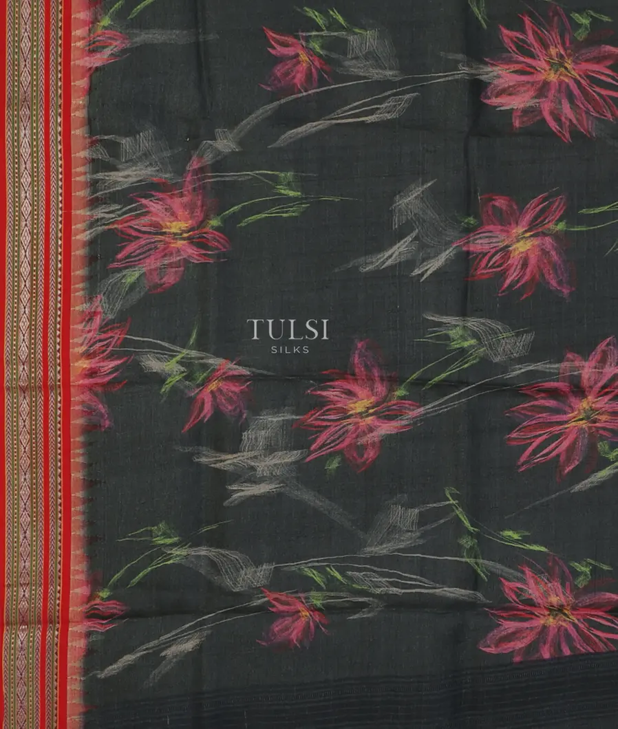Dark Grey Vidarbha Tussar Saree T4518384