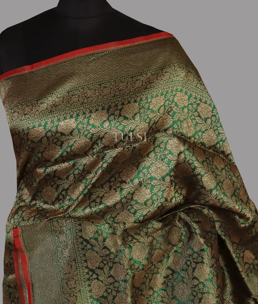 Green Banaras Silk Saree T457600-image