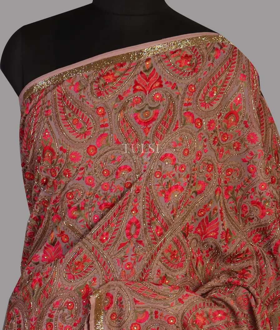 Pink Georgette Silk Embroidery Saree T471197-image
