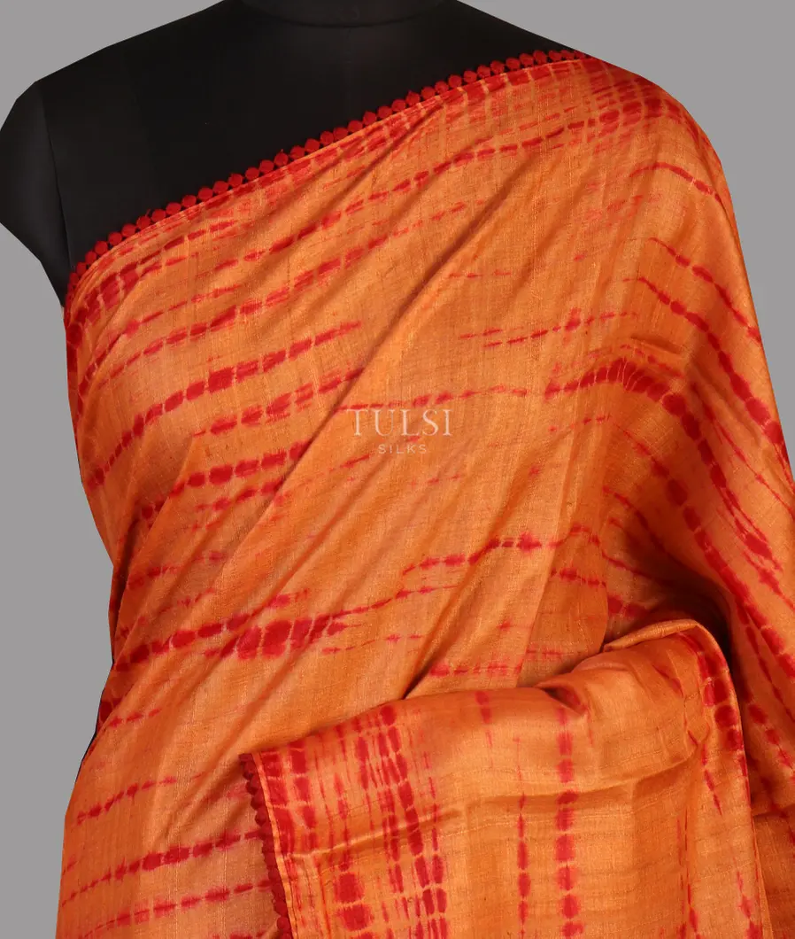 Orange Tussar Printed Saree T441190-1-image