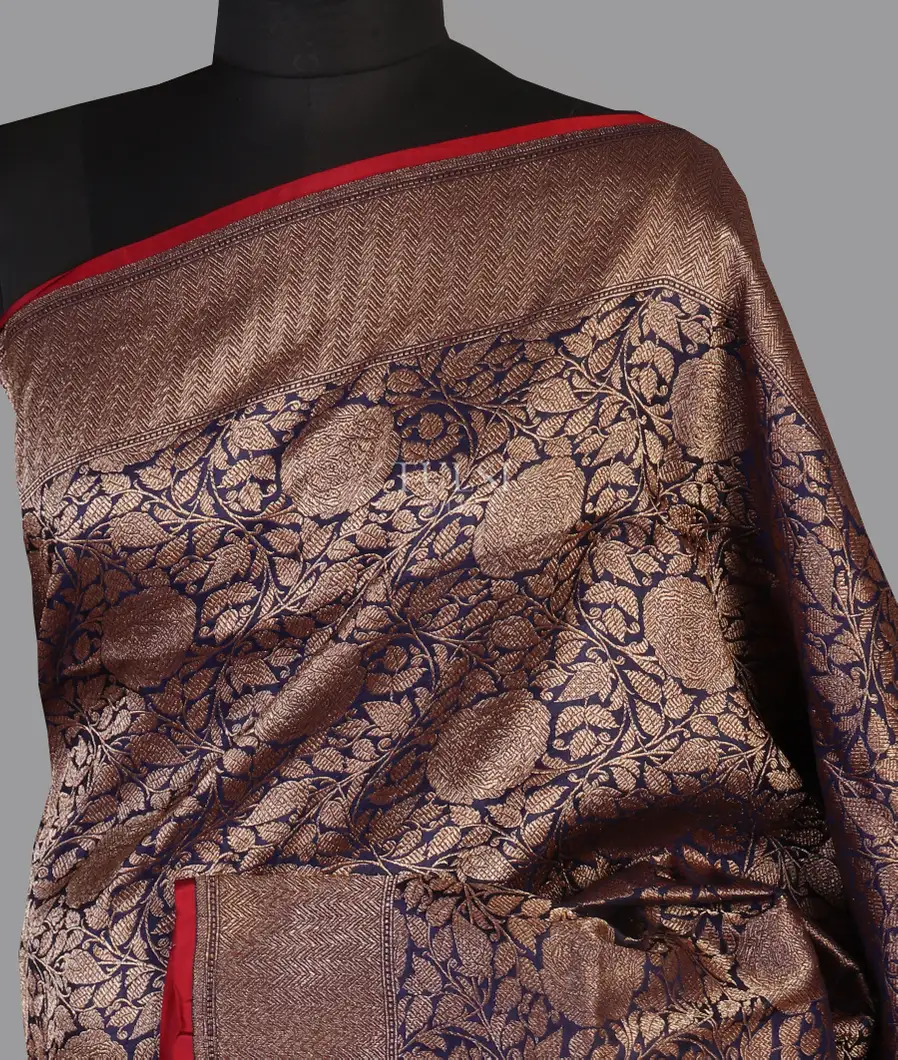 Midnight Blue Banaras Silk Saree T455724-image