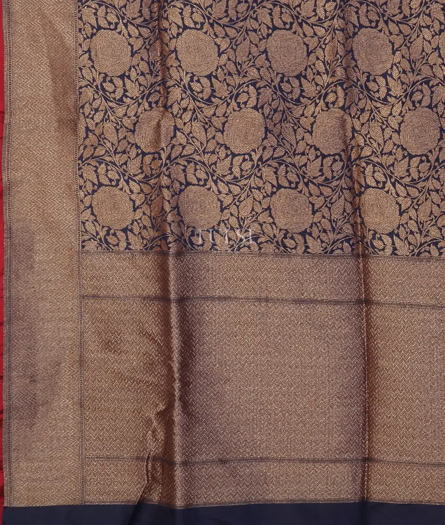 Midnight Blue Banaras Silk Saree T4557244