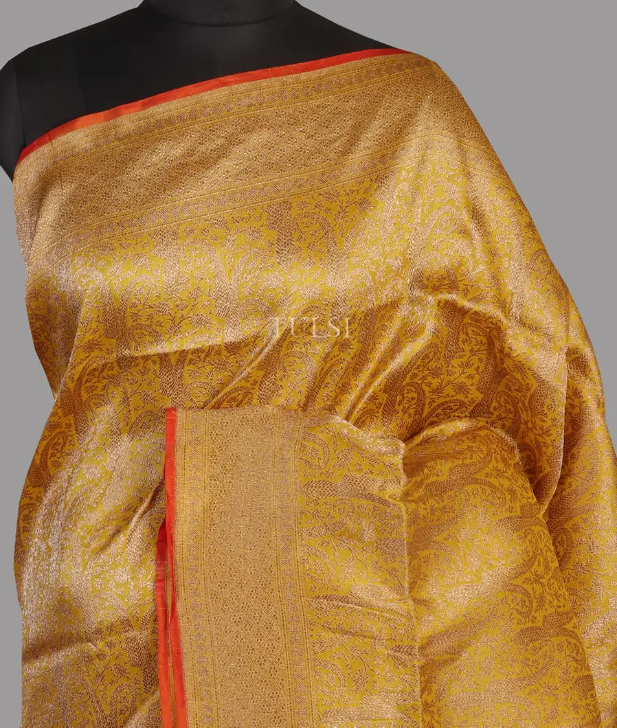 Yellow Banaras Silk Saree T455716-image