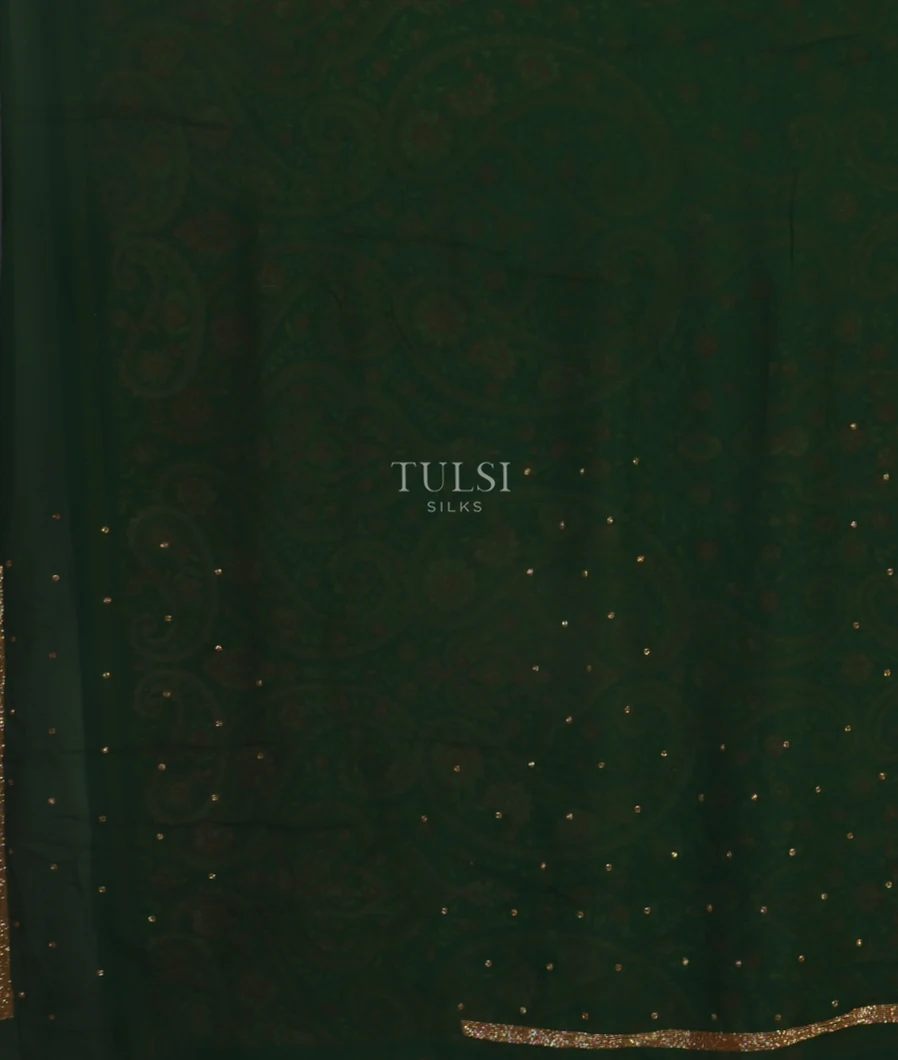 Bottle Green Georgette Silk Embroidery Saree T4712003
