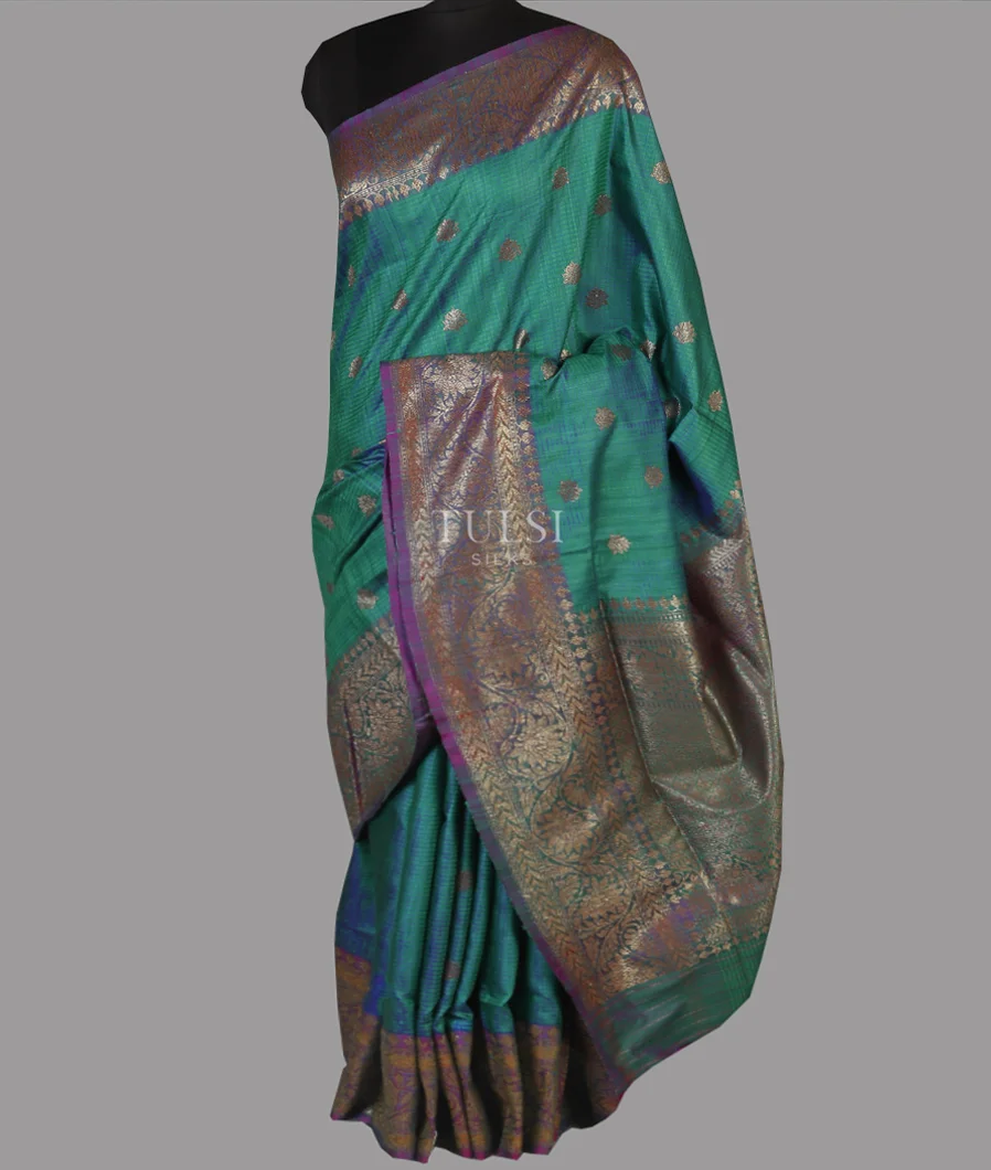 Peacock Blue Banaras Tussar Saree T4581052