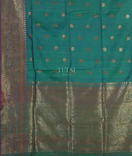 Peacock Blue Banaras Tussar Saree T4581054