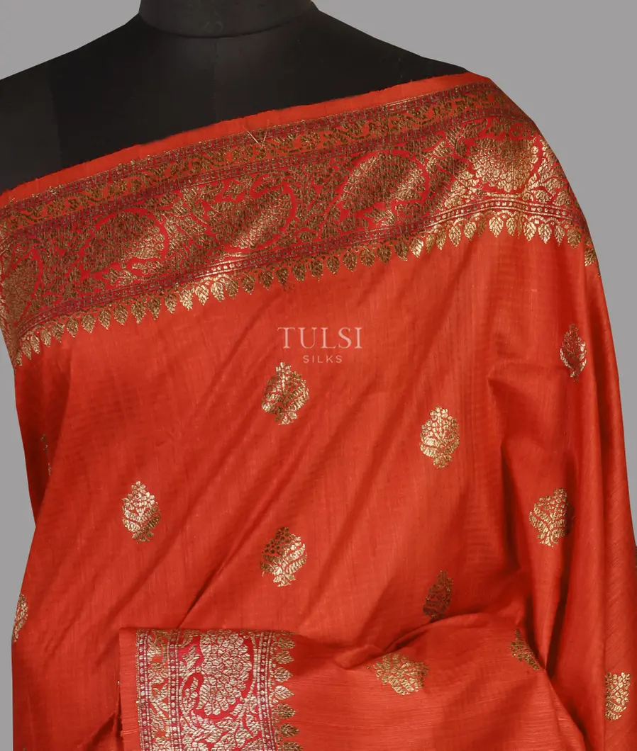 Orange  Banaras Tussar Saree T458071-image