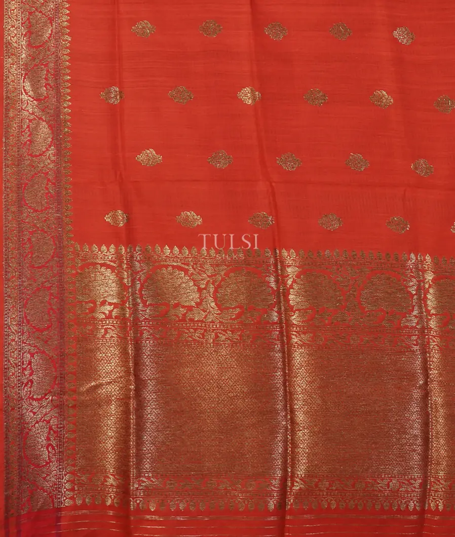 Orange  Banaras Tussar Saree T4580714