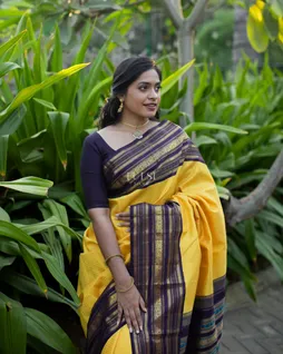 Yellow Handwoven Kanjivaram Silk Saree T4383531