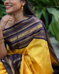Yellow Handwoven Kanjivaram Silk Saree T4383532