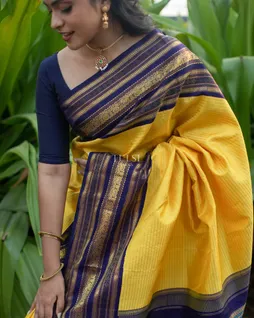 Yellow Handwoven Kanjivaram Silk Saree T4383534