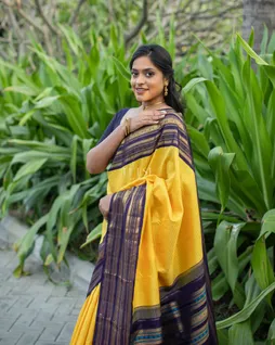 Yellow Handwoven Kanjivaram Silk Saree T4383537