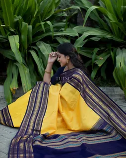 Yellow Handwoven Kanjivaram Silk Saree T43835310