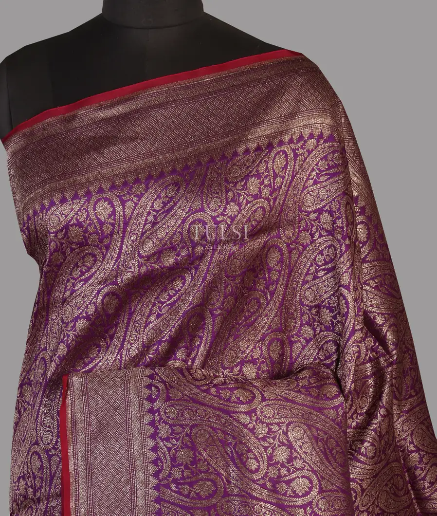 Purple Banaras Silk Saree T459655-image