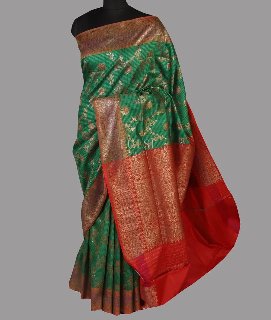 Green Banaras Tussar Saree T4581032