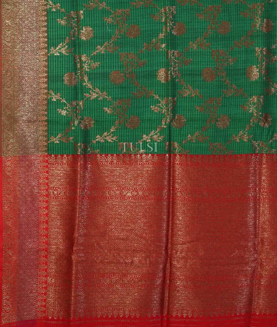 Green Banaras Tussar Saree T4581034