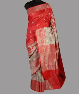 Red Printed Banaras Kathan Silk Saree T4355732