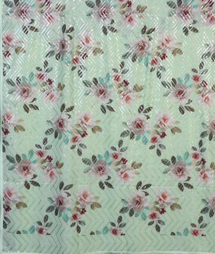 Green Georgette Silk Embroidery Saree T4559124