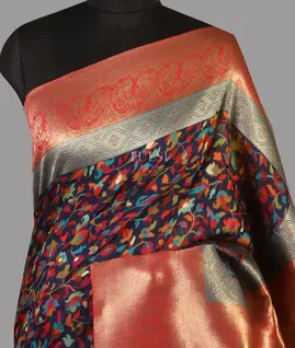 Midnight Blue Cashmere Kani Silk Saree T4701371