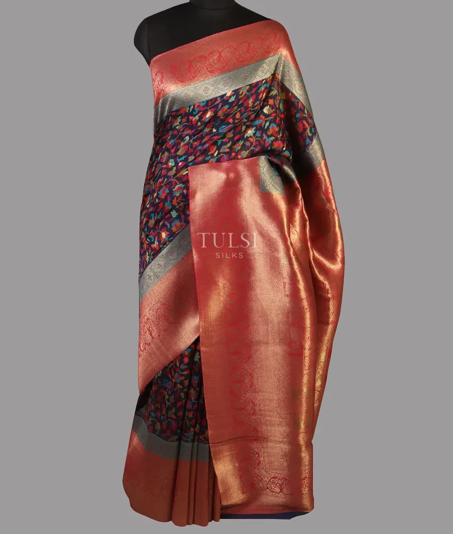 Midnight Blue Cashmere Kani Silk Saree T4701372