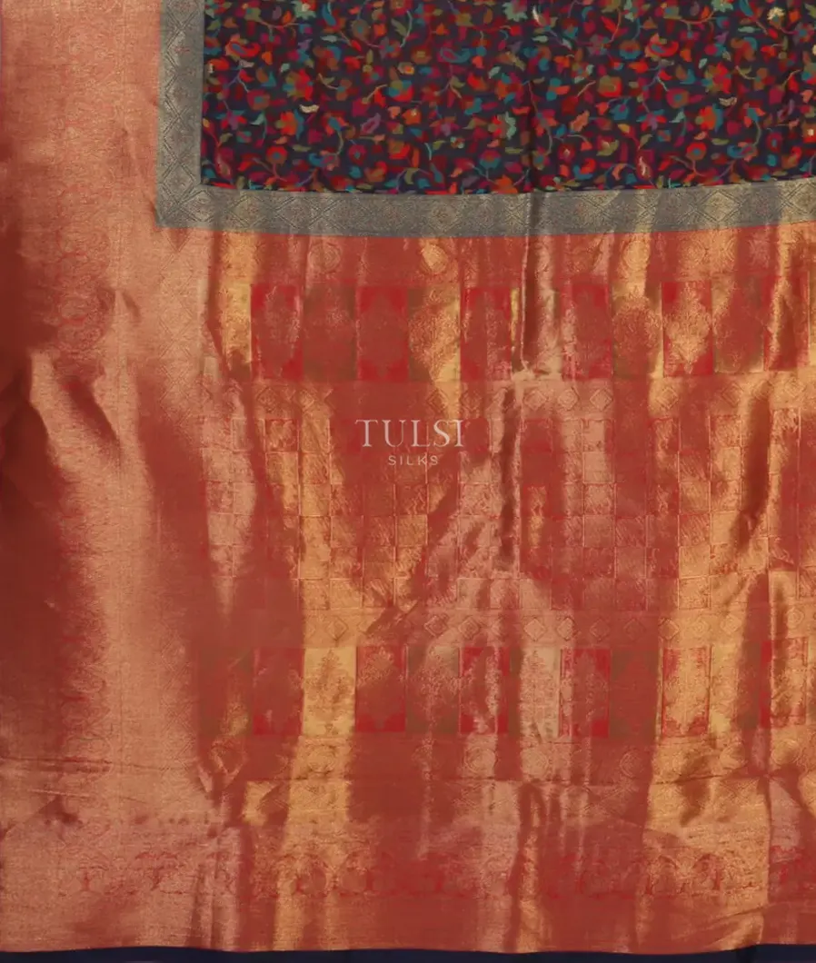 Midnight Blue Cashmere Kani Silk Saree T4701374