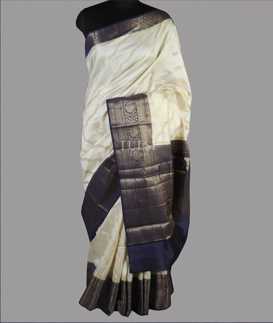 White Chaniya Silk Saree T4682162
