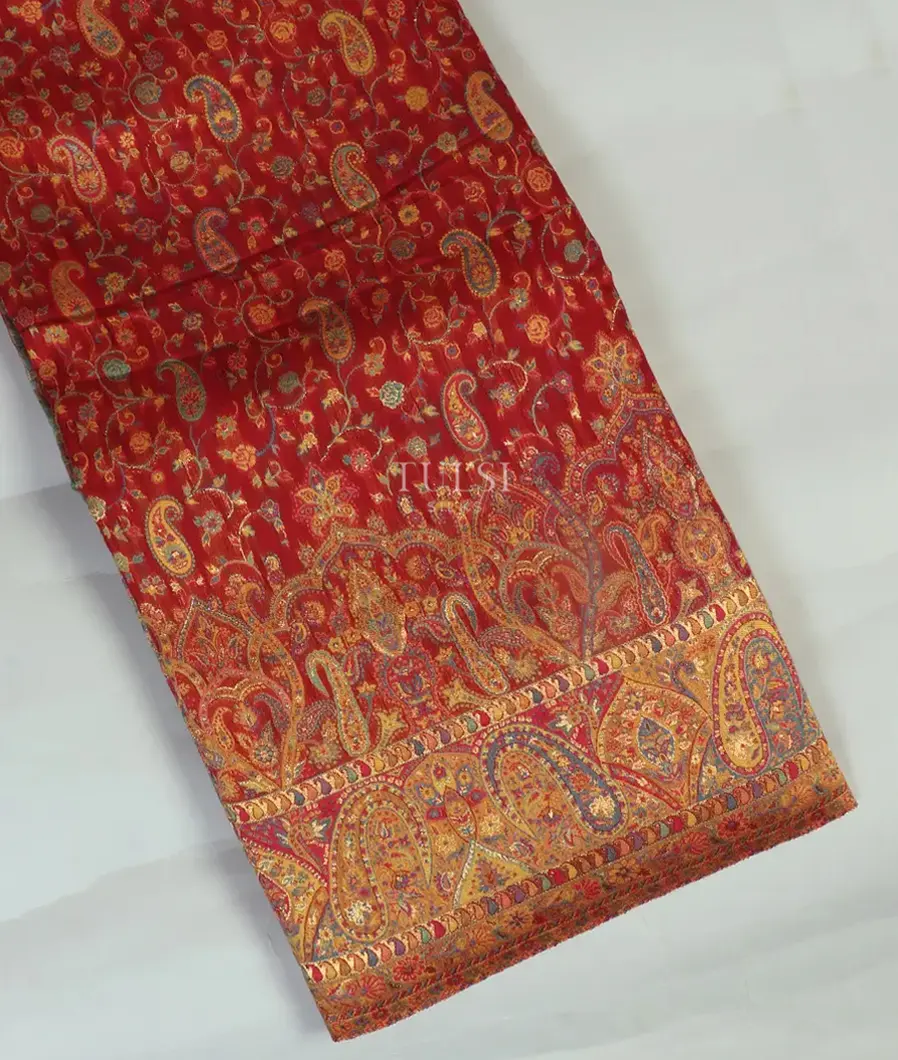 Red Cashmere Kani Silk Saree T450155-image