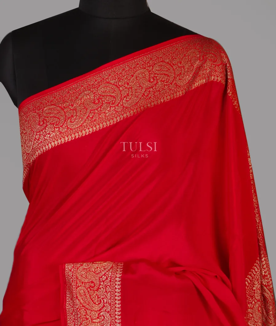 Red Mysore Crepe Silk Saree T459554-image
